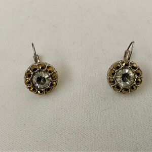Elegant Amber, Diamond and Silver Fashion Earrings